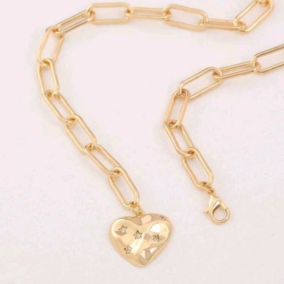 Cubic Zirconia Stars ob Heart Charm Y Lariat Necklace - Picture 4 of 7